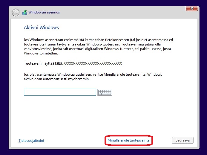 Aktivoi Windows kuva