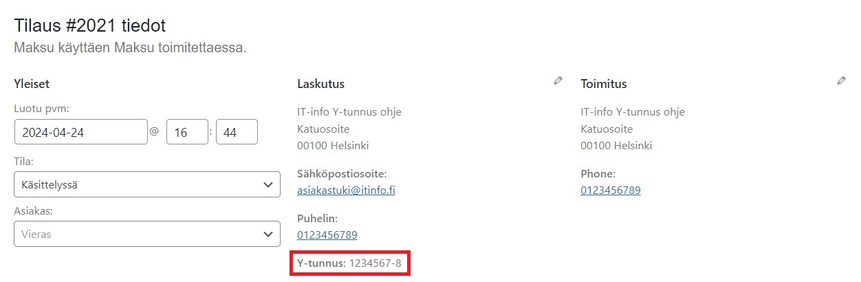 Kuinka lisätä WooCommerce tilauslomakkeeseen Y-tunnuskenttä